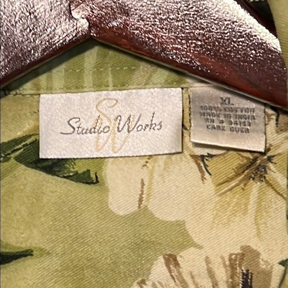 Studio Works Green and Brown Blazer with Botanical Print XL - Picture 2 of 6